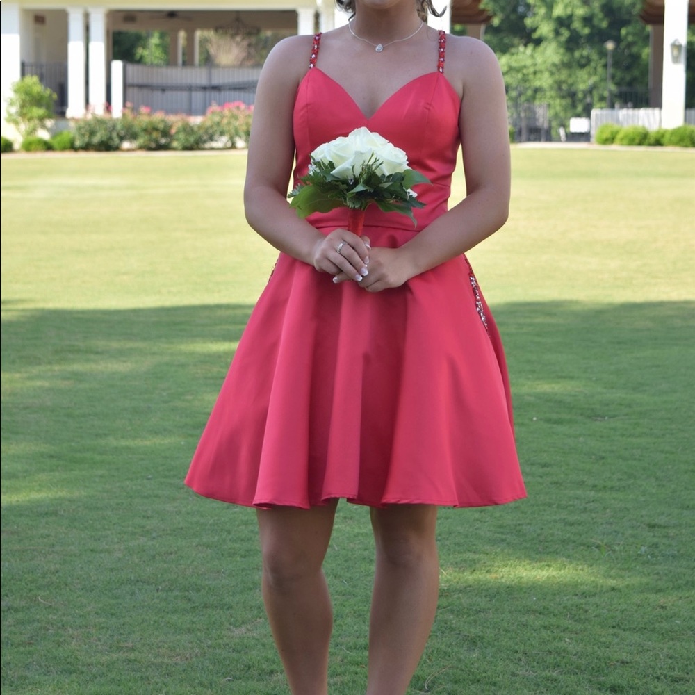 Mori Lee short red formal dress